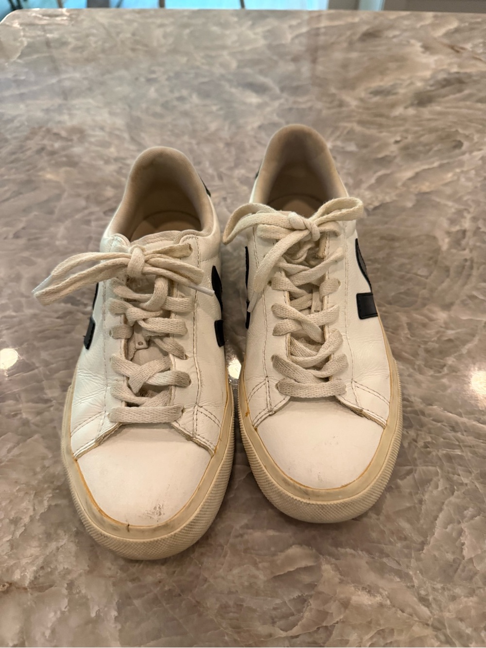 Veja Women’s White Leather Black V Sneakers Size 6